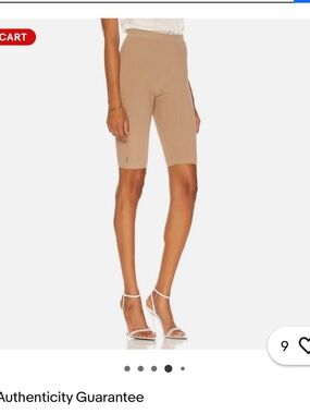 Ysl Ribbed High-Waist Bike Shorts - Tan
